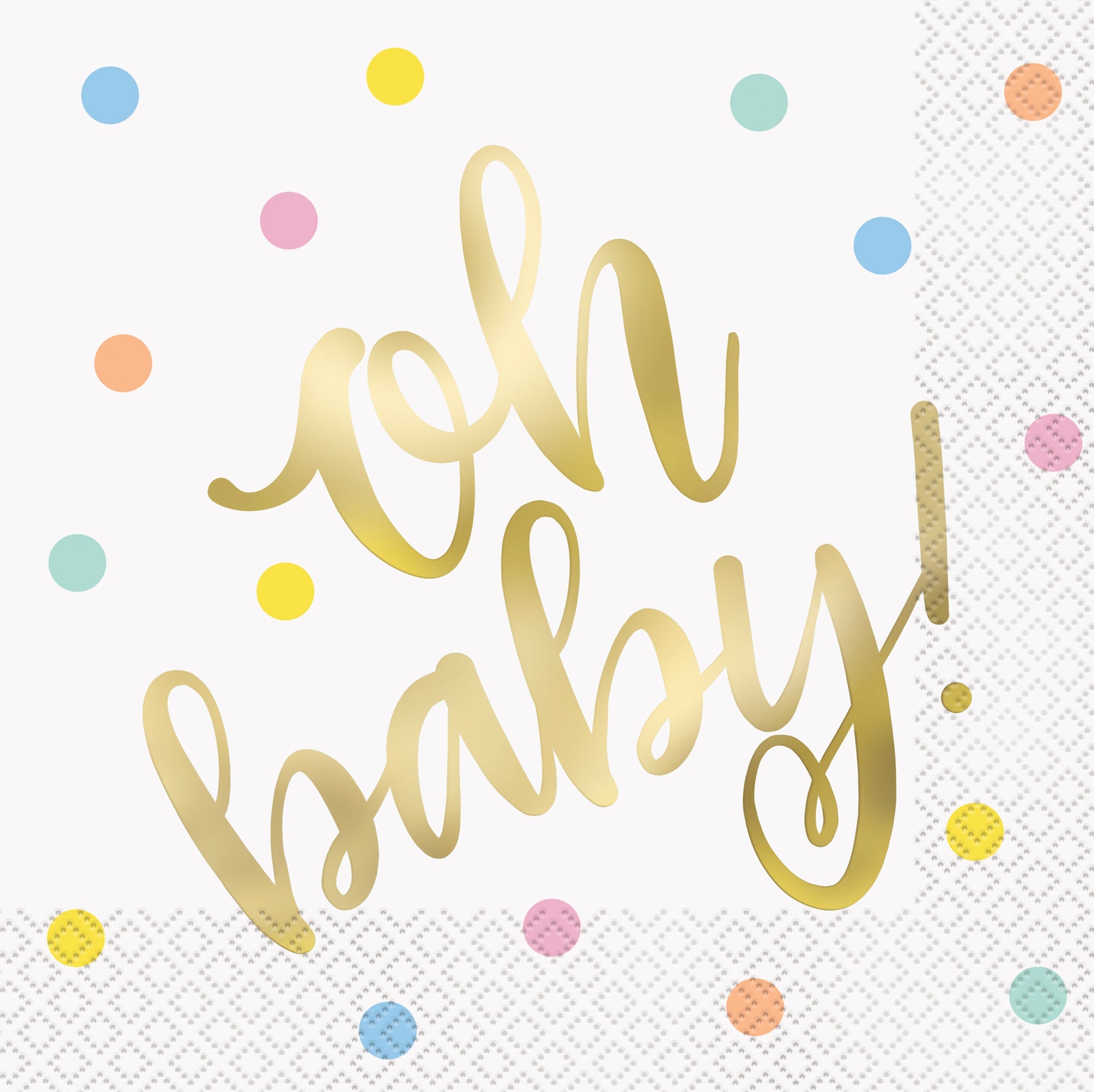 Oh Baby Gold 16 Luncheon Napkins 12.75x12.75in