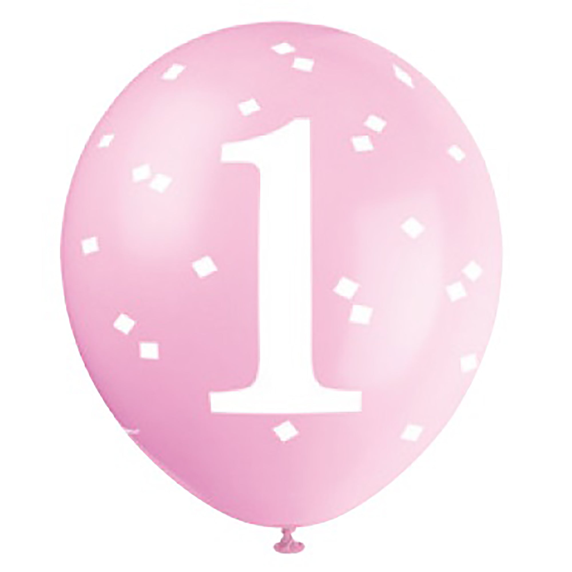 1 Year Pink 5 Printed Latex Balloons 12in