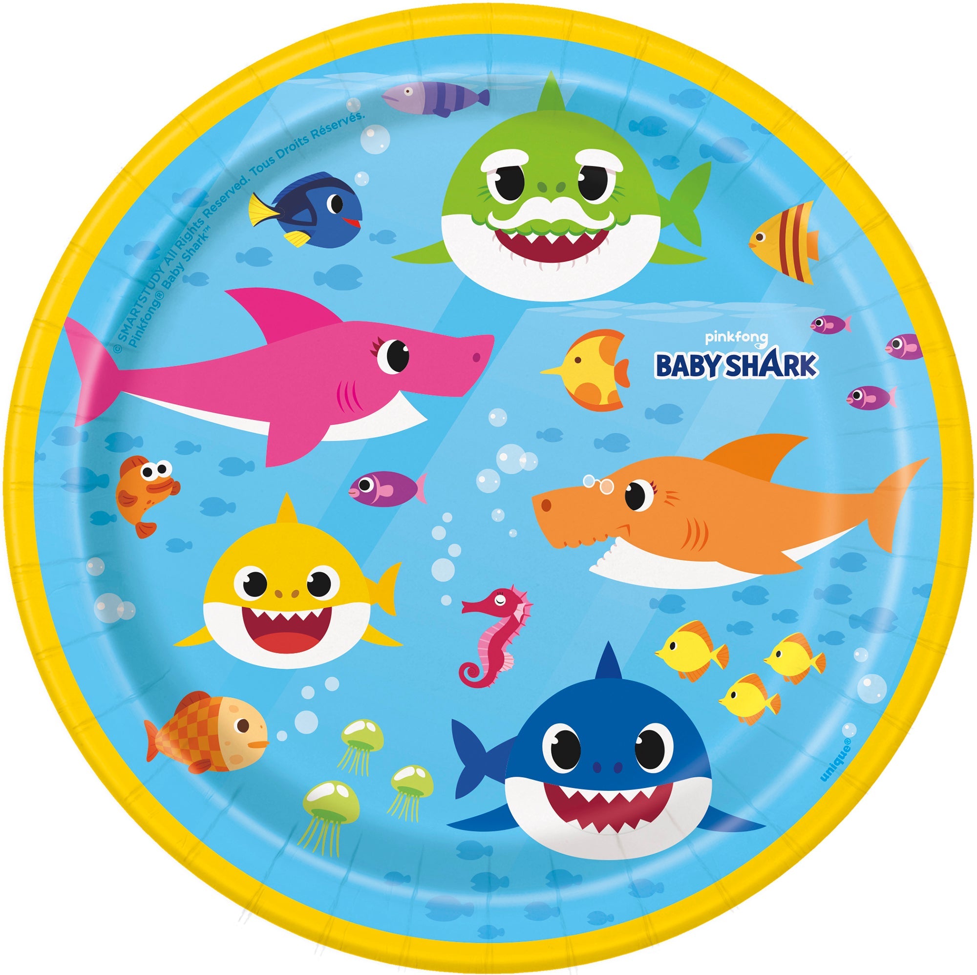 Baby Shark 8 Round Paper Plates 7in