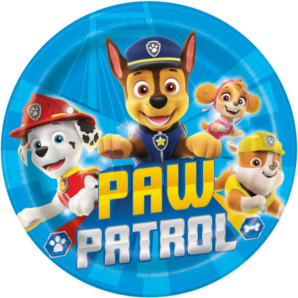 Paw Patrol 8 Round Paper Plates 9in