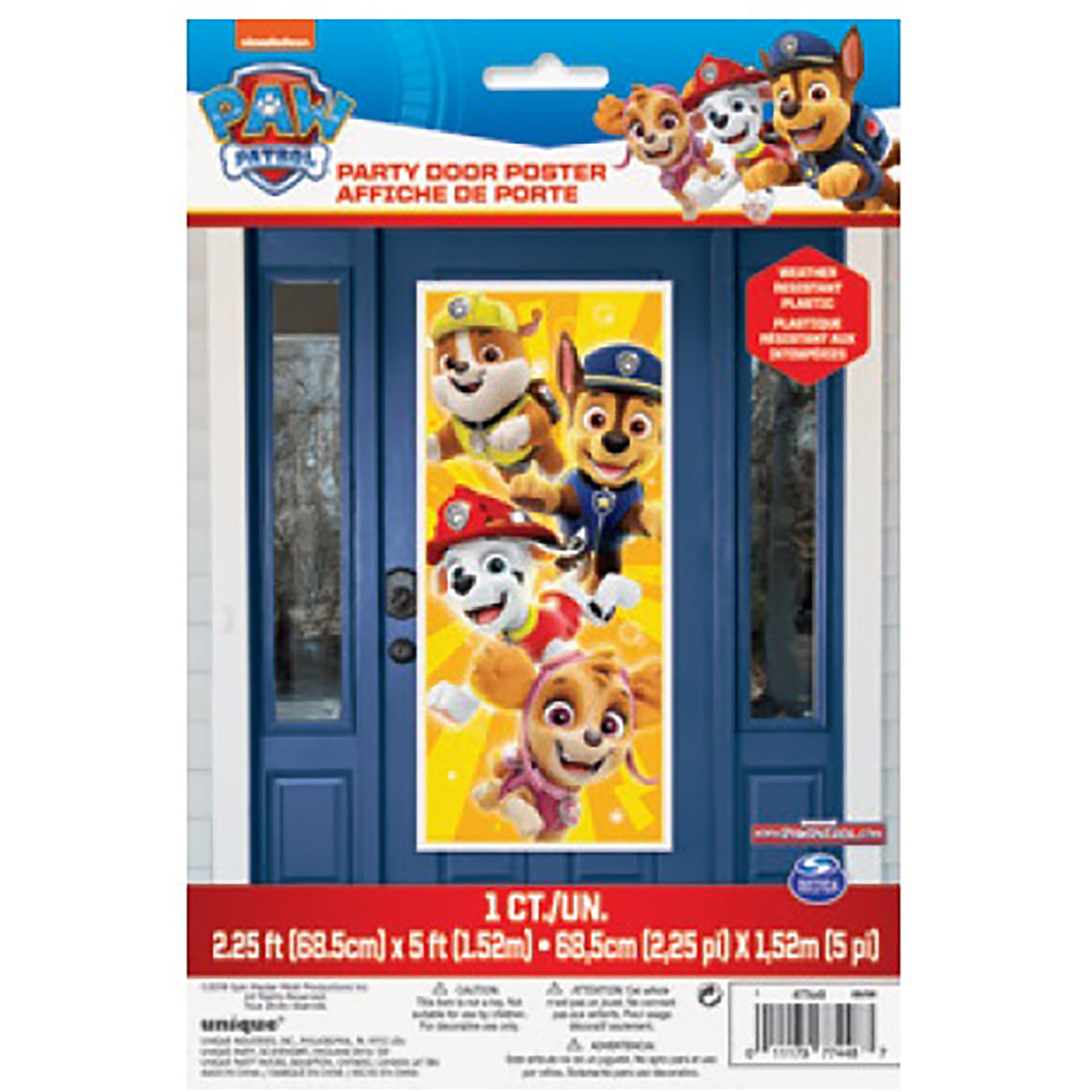 Paw Patrol Plastic Party Door Poster 2.25x5ft