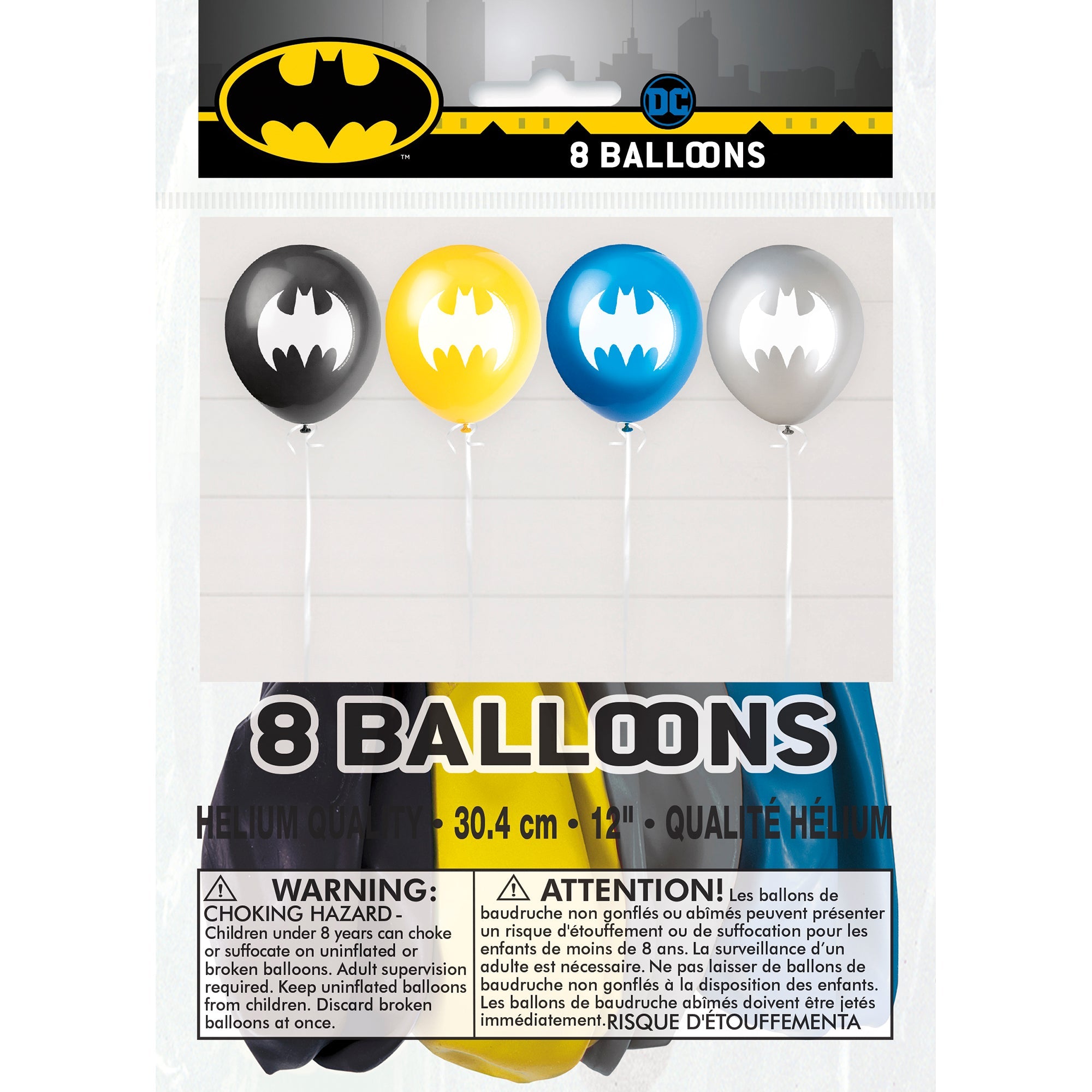 Batman 8 Printed Latex Balloons 12in Assorted Colors