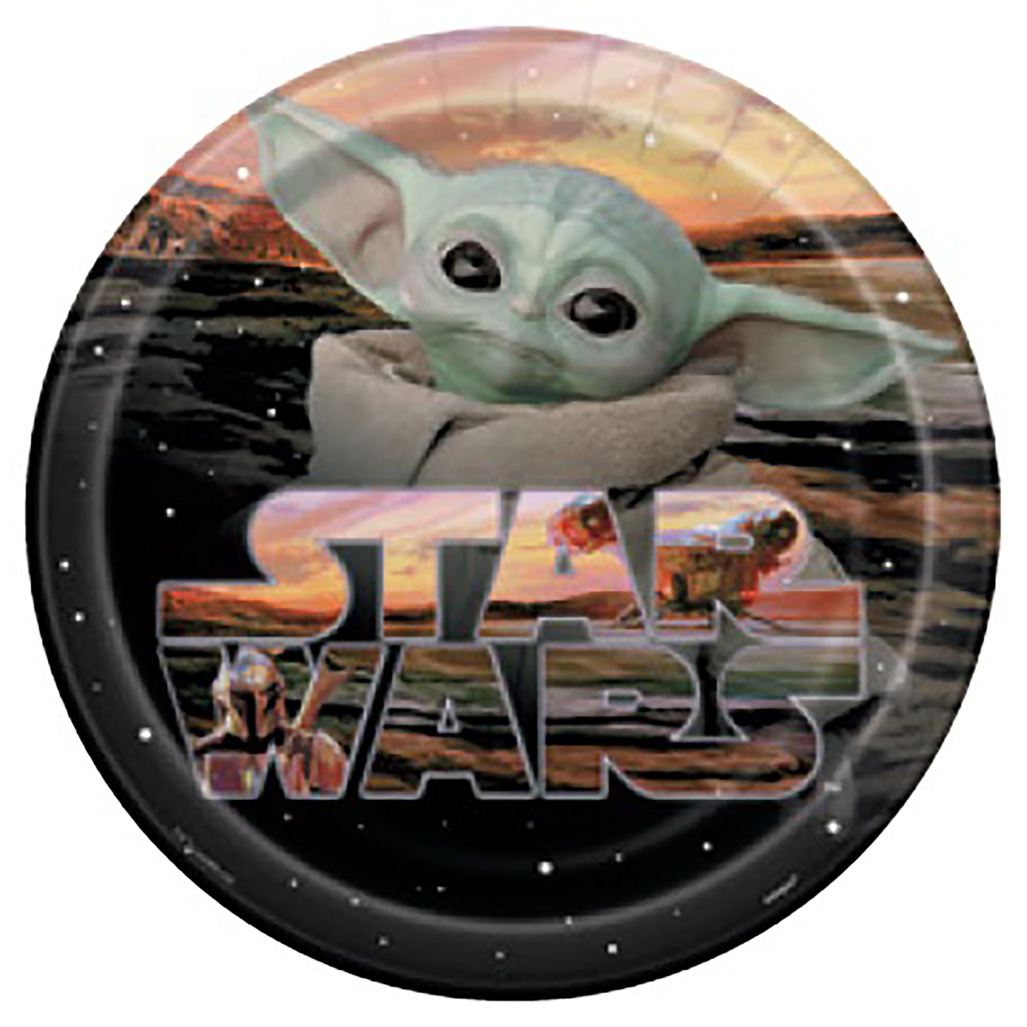 Baby Yoda 8 Round Paper Plates 9in