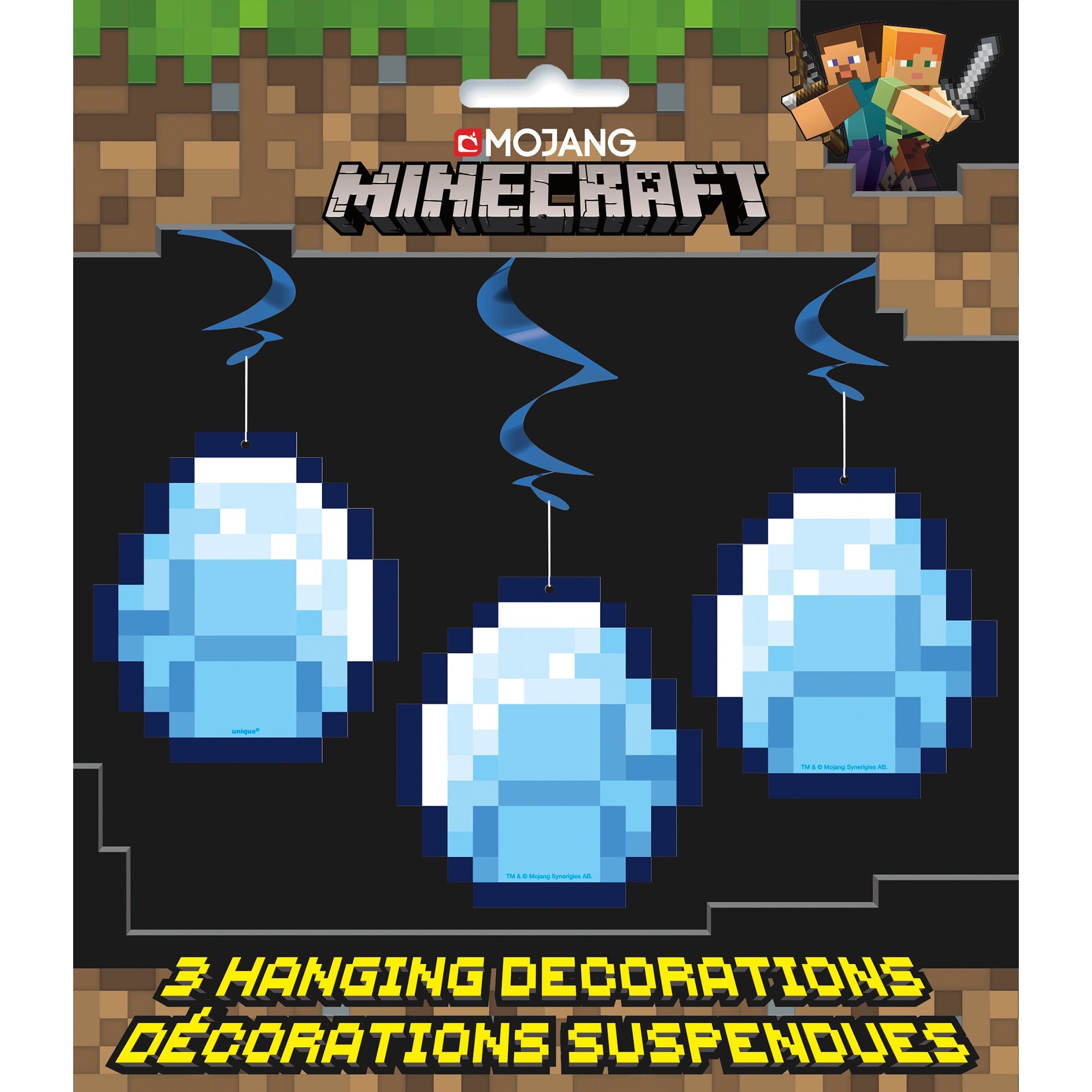 Minecraft 3 Hanging Swirl Decorations 26in