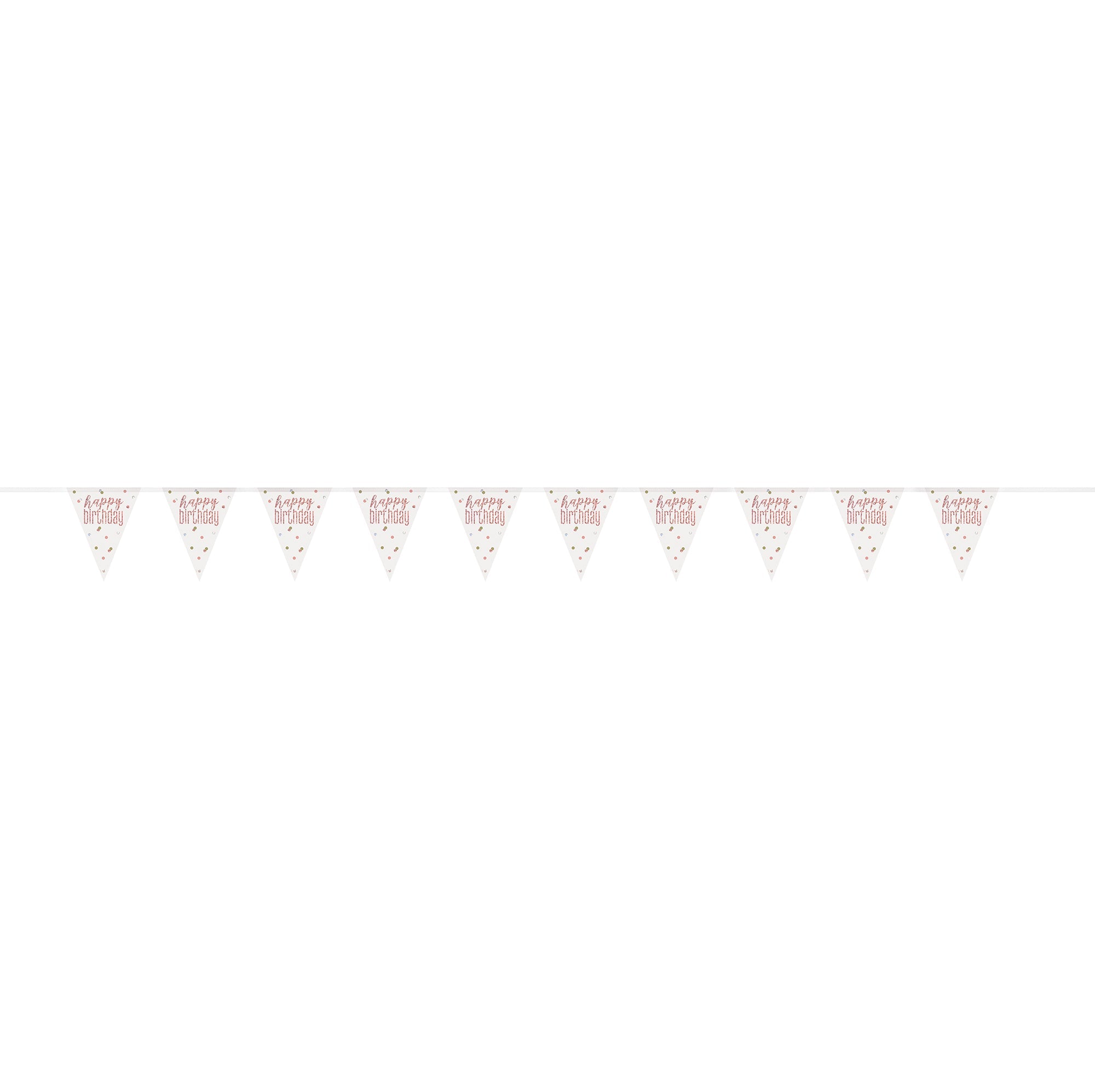 Happy Birthday Pink Flag Banner Plastic 9ft