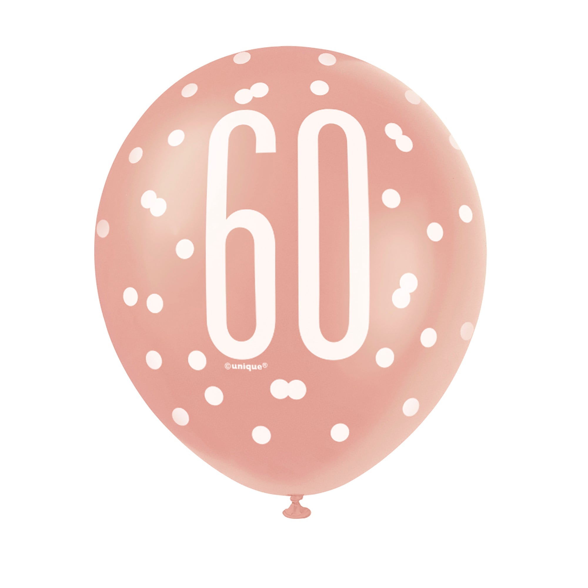 Age 60 6 Printed Latex Balloons 12in Pink and White 