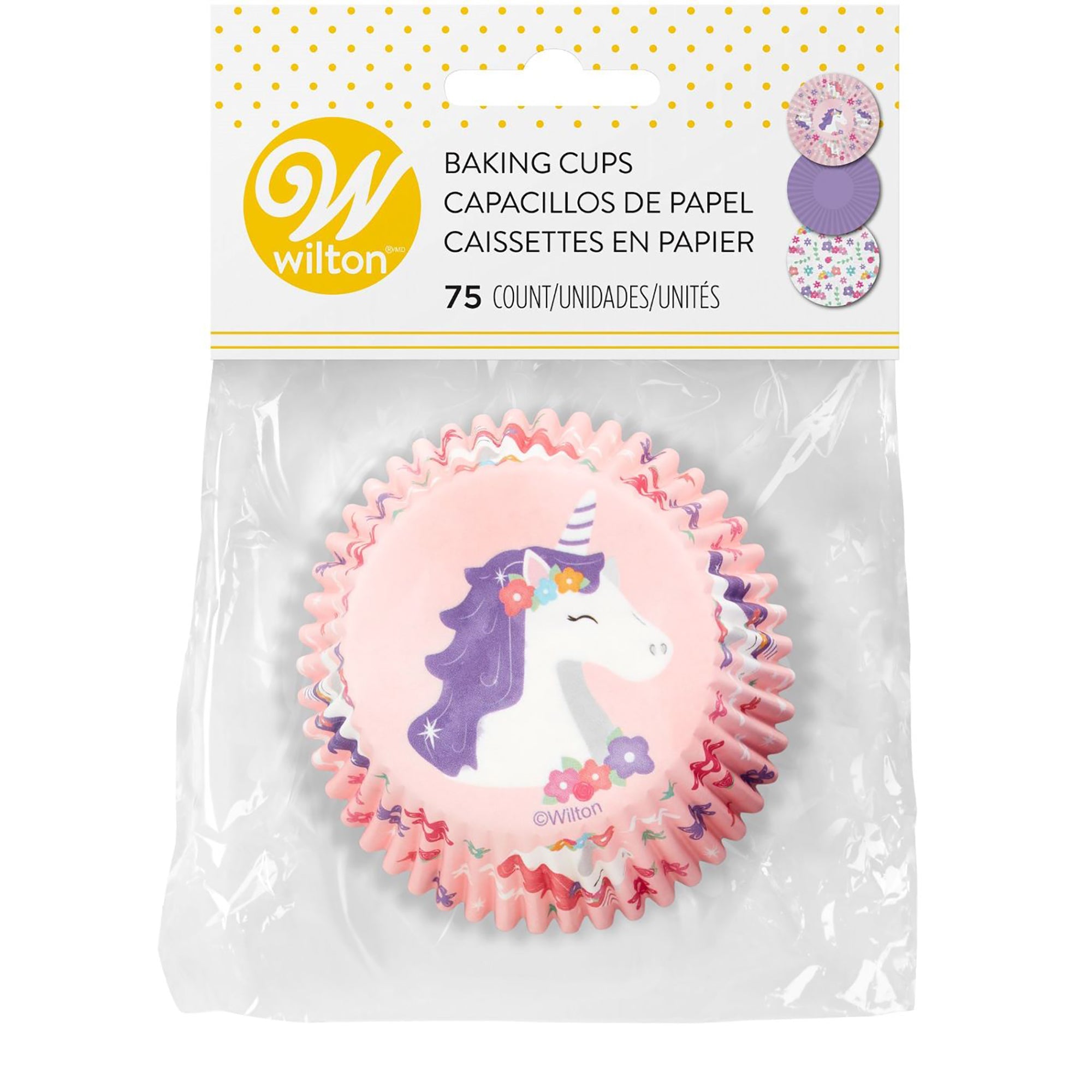 Wilton 75 Paper Baking Cups  Unicorn Violet (1) Printed (2) 2.5in